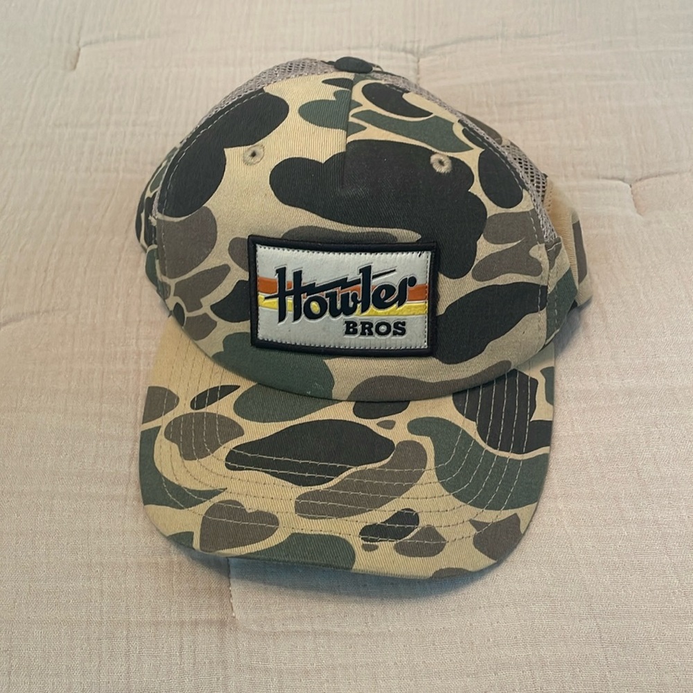 Howler Brothers Hat Cap Camouflage Adjustable Snap Back W Electric Patch Logo.